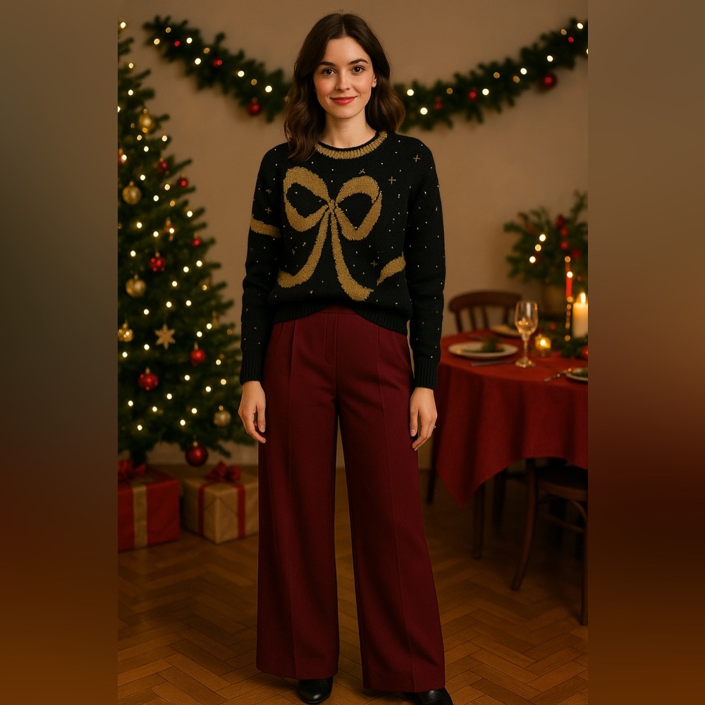 Jaclyn Smith Holiday Sweater - Black and Gold